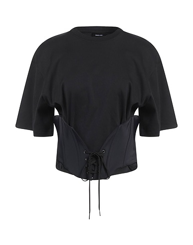 MUGLER T-shirt Nero 100% Cotone, Poliammide, Elastan