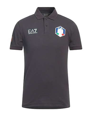EA7 Polo shirt Grey 97% Cotton, 3% Elastane