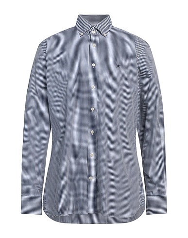 HACKETT Checked shirt Navy blue 100% Cotton