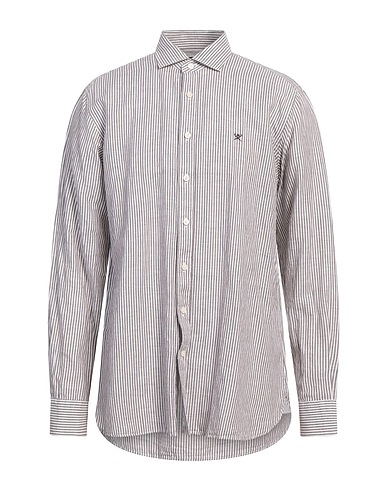 HACKETT Linen shirt Chocolate brown 55% Linen, 45% Cotton