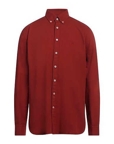 HACKETT Solid colour shirt Brick red 100% Cotton