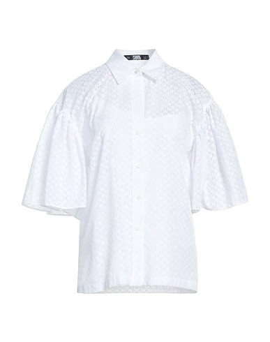 KARL LAGERFELD Patterned shirts & blouses White 51% Polyester, 49% Cotton