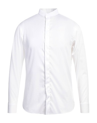 EMPORIO ARMANI Solid colour shirt White 98% Cotton, 2% Elastane