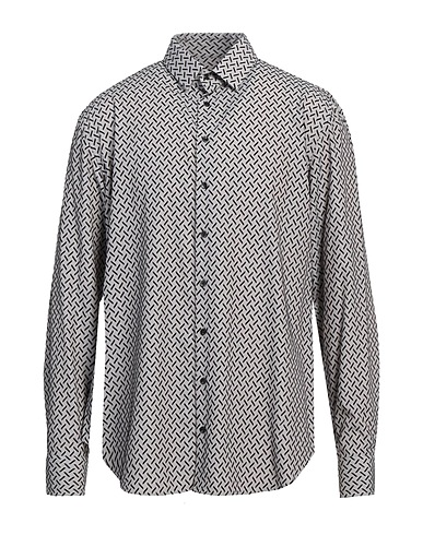 GIORGIO ARMANI Patterned shirt Light grey 71% Acetate, 29% Silk, Polyamide
