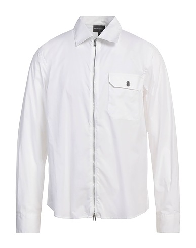 EMPORIO ARMANI Camicia tinta unita Bianco 97% Cotone, 3% Elastan