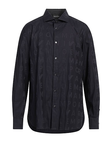 EMPORIO ARMANI 柄入りシャツ ミッドナイトブルー コットン 100%