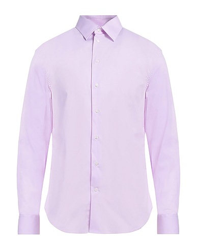 EMPORIO ARMANI Solid colour shirt Mauve 97% Cotton, 3% Elastane