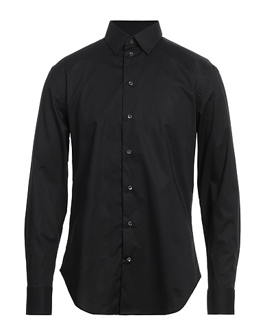 EMPORIO ARMANI Camicia tinta unita Nero 97% Cotone, 3% Elastan