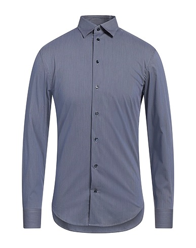 EMPORIO ARMANI Patterned shirt Navy blue 75% Cotton, 22% Polyamide, 3% Elastane