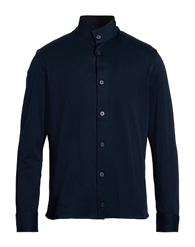 EMPORIO ARMANI Solid colour shirt Midnight blue 100% Cotton