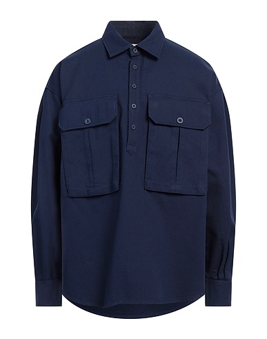 EMPORIO ARMANI Solid colour shirt Blue 100% Organic cotton