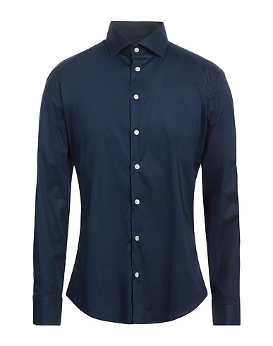 BASTONCINO Solid color shirt Midnight blue 97% Cotton, 3% Elastane