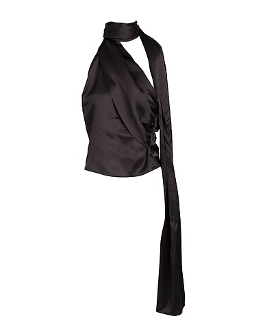 MAGDA BUTRYM One-shoulder top Black 74% Silk, 26% Wool