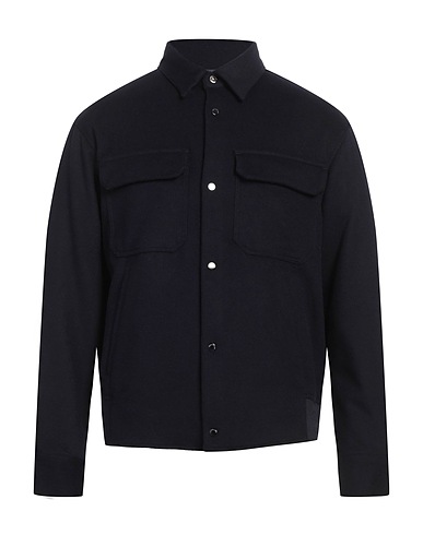 EMPORIO ARMANI Solid colour shirt Midnight blue 90% Virgin Wool, 10% Cashmere, Polyester, Elastane