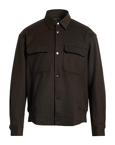EMPORIO ARMANI Camicia tinta unita Antracite 90% Lana Vergine, 10% Cachemire, Poliestere, Elastan
