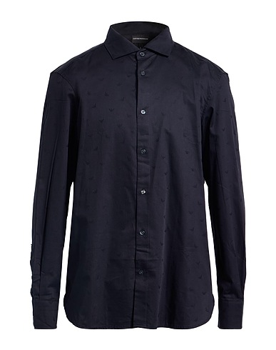 EMPORIO ARMANI Patterned shirt Midnight blue 100% Cotton