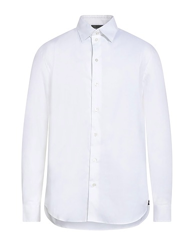 EMPORIO ARMANI Solid colour shirt White 69% Cotton, 27% Polyamide, 4% Elastane