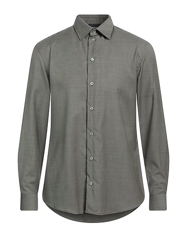 EMPORIO ARMANI Camicia tinta unita Verde militare 100% Lana Vergine