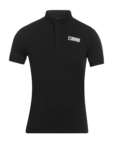 EA7 Polo shirt Black 51% Recycled polyester, 45% Cotton, 4% Elastane