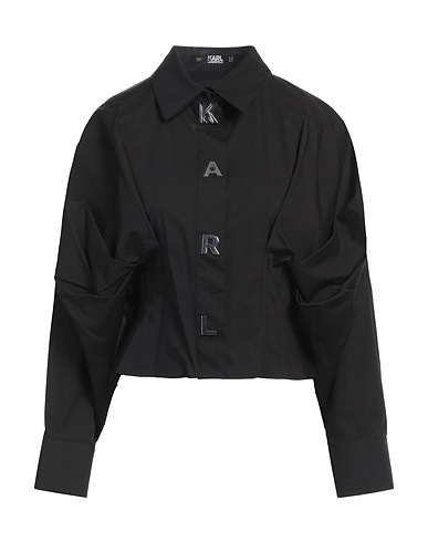 KARL LAGERFELD Solid color shirts & blouses Black 100% Organic cotton