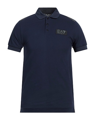 EA7 Polo shirt Navy blue 100% Cotton, Polyester, Elastane