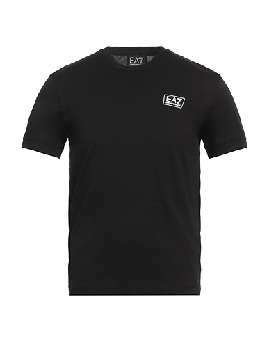 EA7 T-shirt Black 100% Cotton, Elastane, Polyamide, Polyester