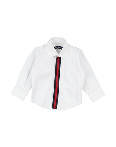 MANUELL & FRANK Patterned shirt White 97% Cotton, 3% Elastane