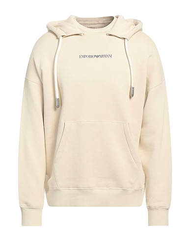 EMPORIO ARMANI Hooded track jacket  Sand 100% Cotton, Elastane