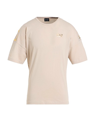 EA7 T-shirt Beige 100% Cotone