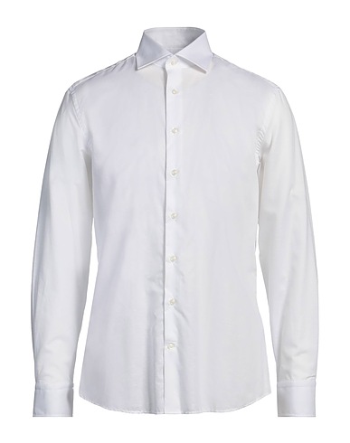 HACKETT Solid color shirt White 64% Cotton, 36% Linen