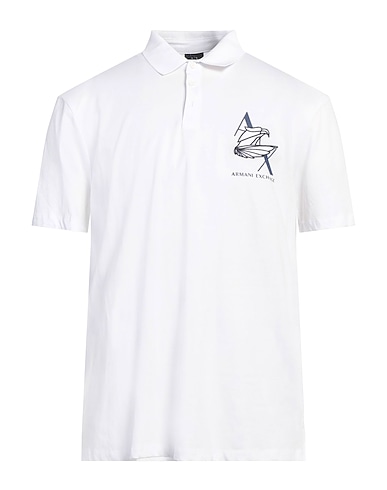 ARMANI EXCHANGE Polo shirt White 100% Cotton, Elastane