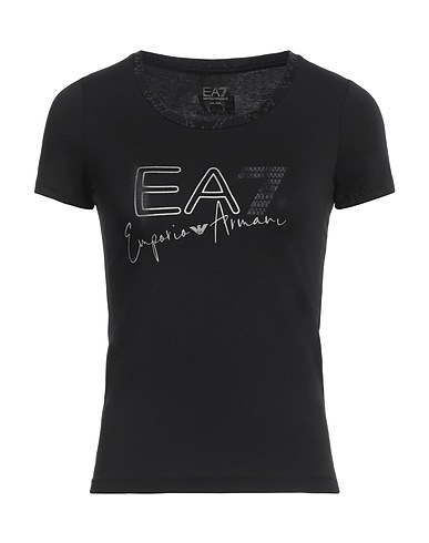 EA7 T-shirt Black 70% Organic cotton, 26% Modal, 4% Elastane