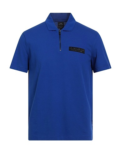 ARMANI EXCHANGE Polo shirt Blue 95% Cotton, 5% Elastane