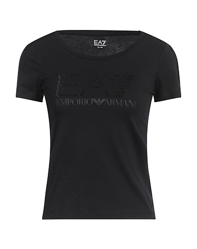 EA7 T-shirt Black 100% Organic cotton