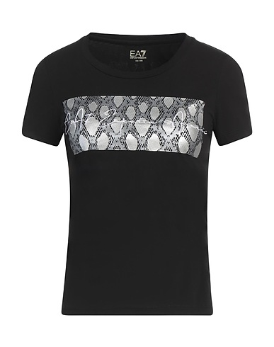 EA7 T-shirt Black 95% Cotton, 5% Elastane
