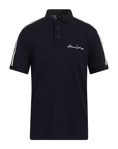 ARMANI EXCHANGE Polo shirt Navy blue 95% Cotton, 5% Elastane