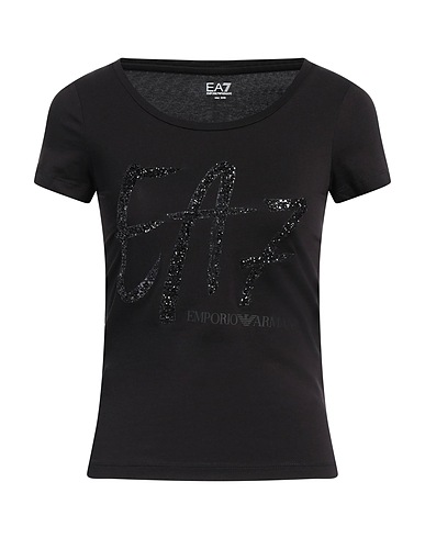 EA7 T-shirt Black 95% Cotton, 5% Elastane