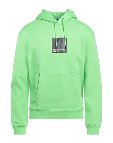 KARL LAGERFELD JEANS Hooded track jacket  Lime green 90% Organic cotton, 10% Recycled polyester