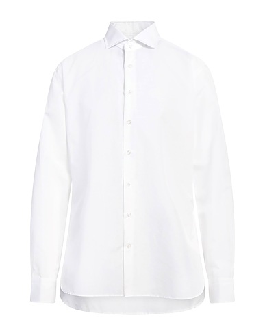 HACKETT Solid color shirt N°14 SAVILE ROW White 68% Cotton, 32% Linen
