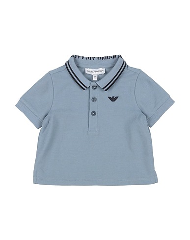 EMPORIO ARMANI Polo shirt Light blue 100% Cotton