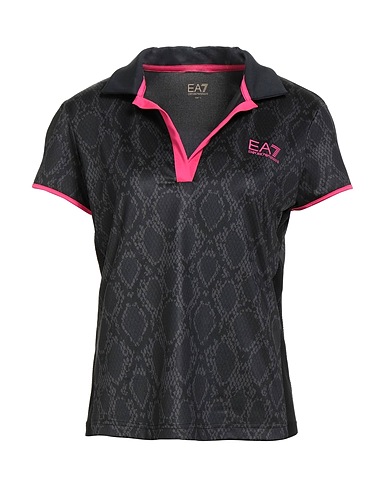 EA7 Polo shirt Black 90% Recycled polyester, 10% Elastane