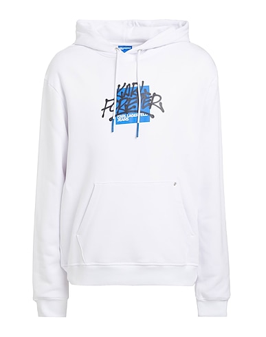 KARL LAGERFELD JEANS Hooded track jacket  White 90% Organic cotton, 10% Recycled polyester