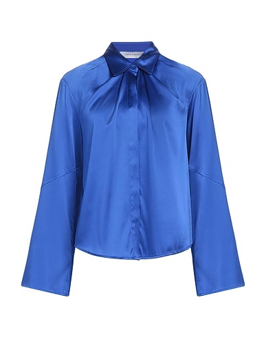 EMMA & GAIA Solid colour shirts & blouses Light blue 93% Silk, 7% Elastane