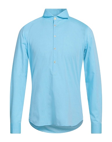 EDIZIONI LIMONAIA Solid color shirt Light blue 100% Cotton