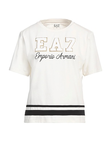 EA7 T-shirt Off white 55% Cotton, 40% Polyester, 5% Elastane