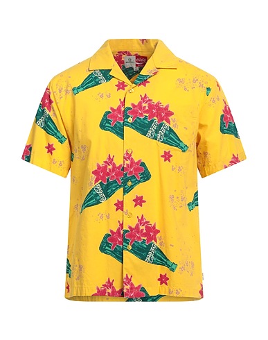 BRIXTON Patterned shirt Yellow 60% Cotton, 40% Rayon