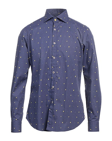 EDIZIONI LIMONAIA Striped shirt Navy blue 97% Cotton, 3% Elastane