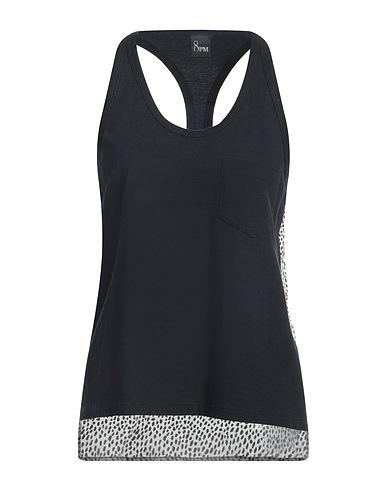 8PM Canotta Nero 100% Cotone, Viscosa