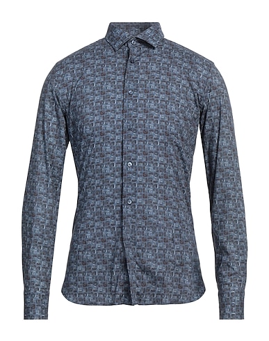 BRANCACCIO Patterned shirt Navy 50% Cotton, 50% Viscose