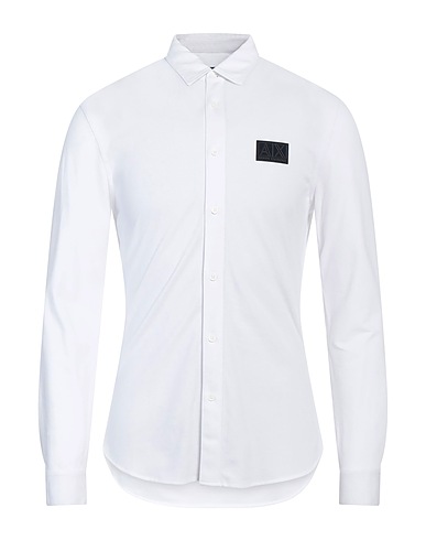 ARMANI EXCHANGE Solid colour shirt White 95% Cotton, 5% Elastane